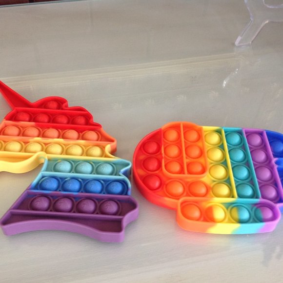 2 Multicolored Push Pop It Bubble Sensory Fidget Toy - Picture 2 of 5